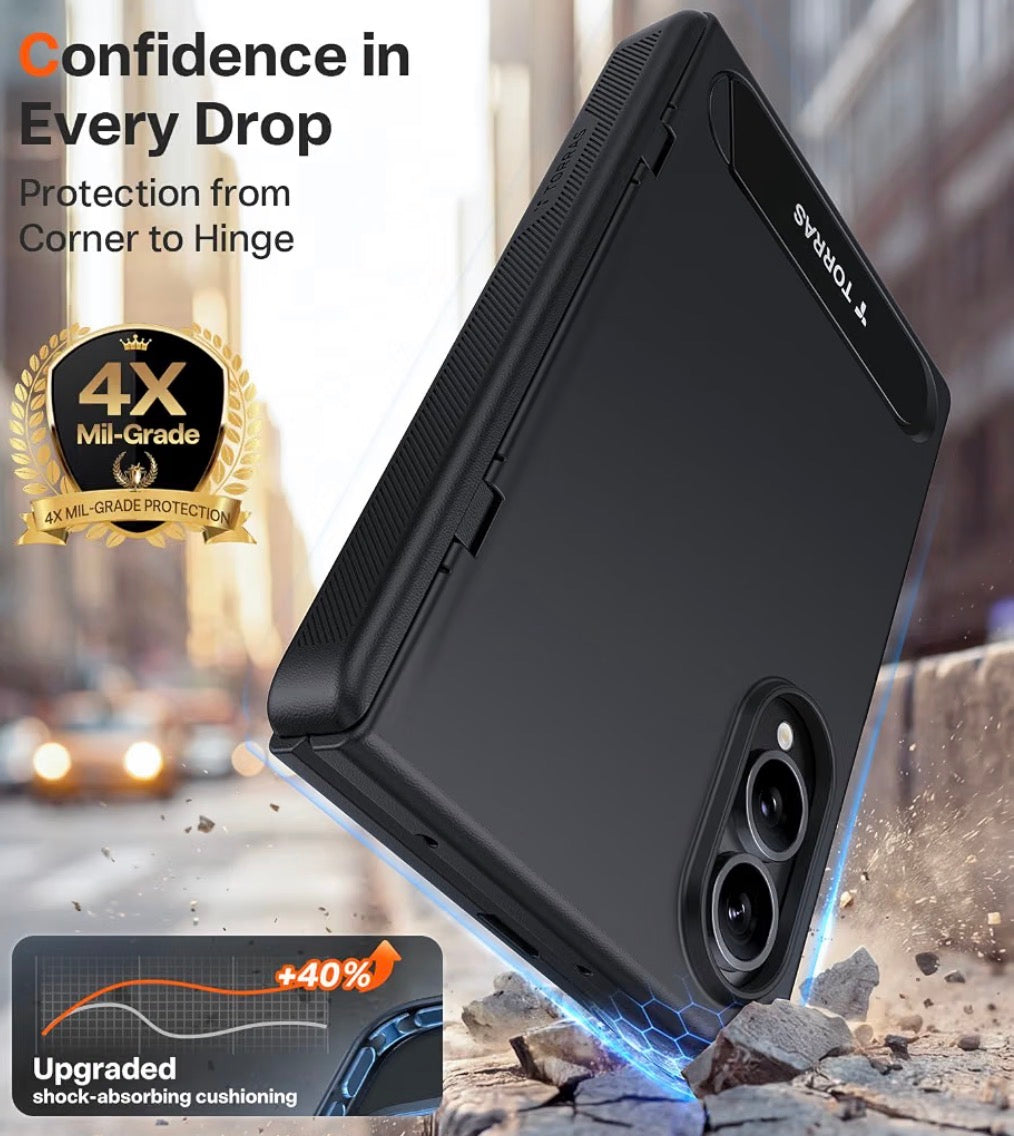 For Samsung Galaxy Z Fold 8 Case, Magnetic & Flush Stand, Black, Built-in Kickstand, Compatible with MagSafe, Mil-Grade Hinge Protection Case for Galaxy Z Fold 8 Wide, 2 Screen Protectors