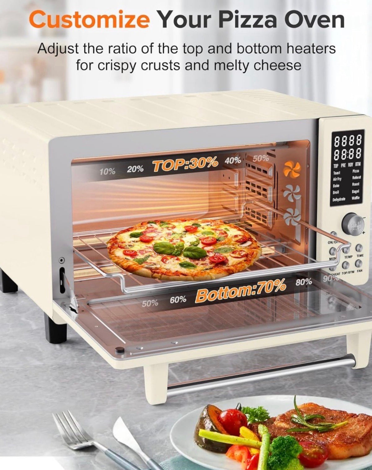 Nuwave Bravo Pro Smart Air Fryer Toaster Oven Countertop Combo
10-in-1 Cooking Functions, 1800W, 50-450°F, 21-Qt, PFAS-Free, Upgraded Super Convection, Cream