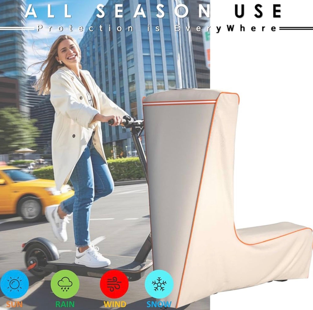 Electric Scooter Cover, Universal, 1680D Oxford Fabric, UV Resistant & Anti-Scratch, Includes Storage Pouch (Beige)