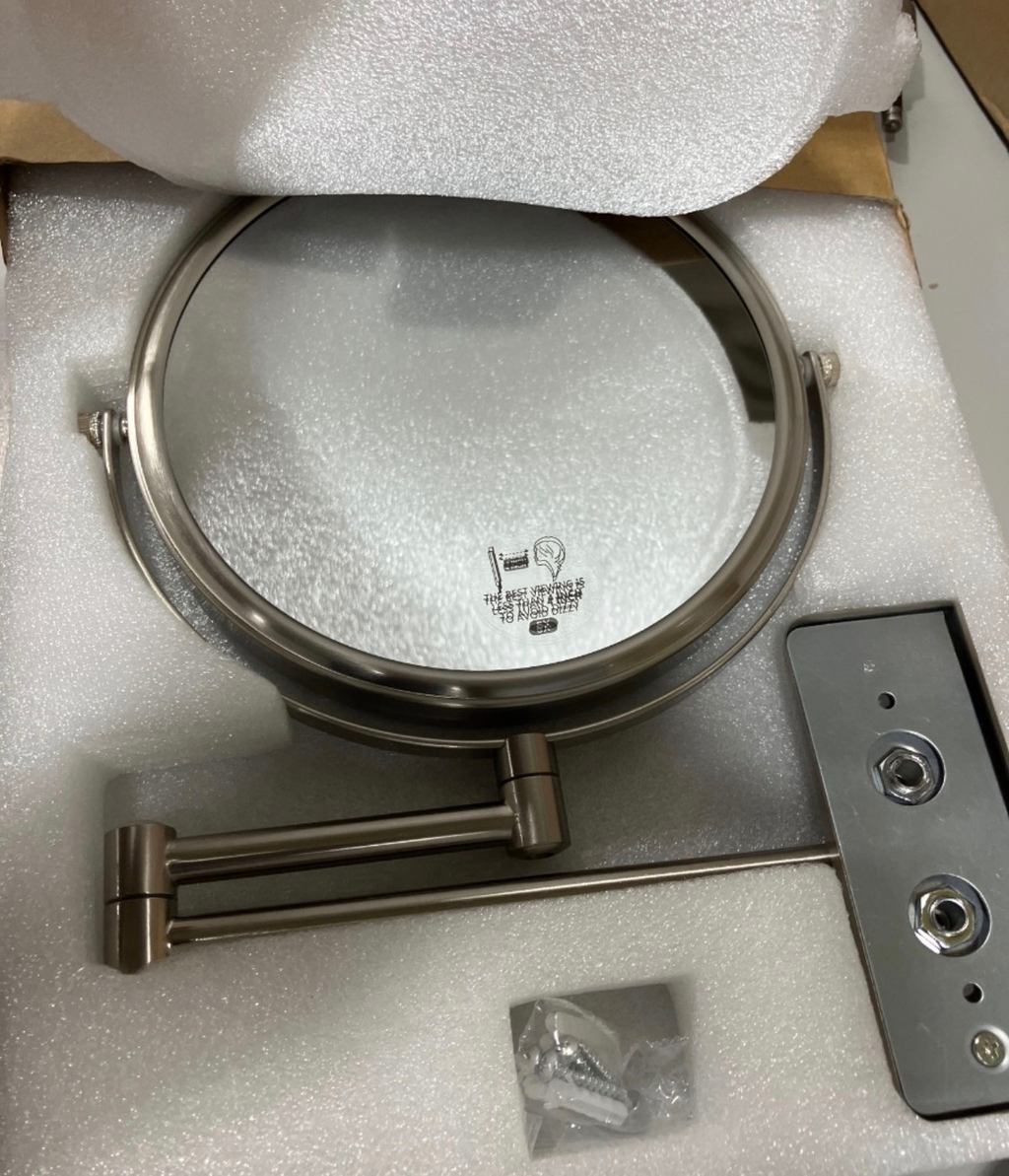 Wall Mounted Makeup Mirror, 1X/5X Magnifying Mirror Double Sided, 8 Inch Extendable Bathroom Mirror for Shaving, Nickel