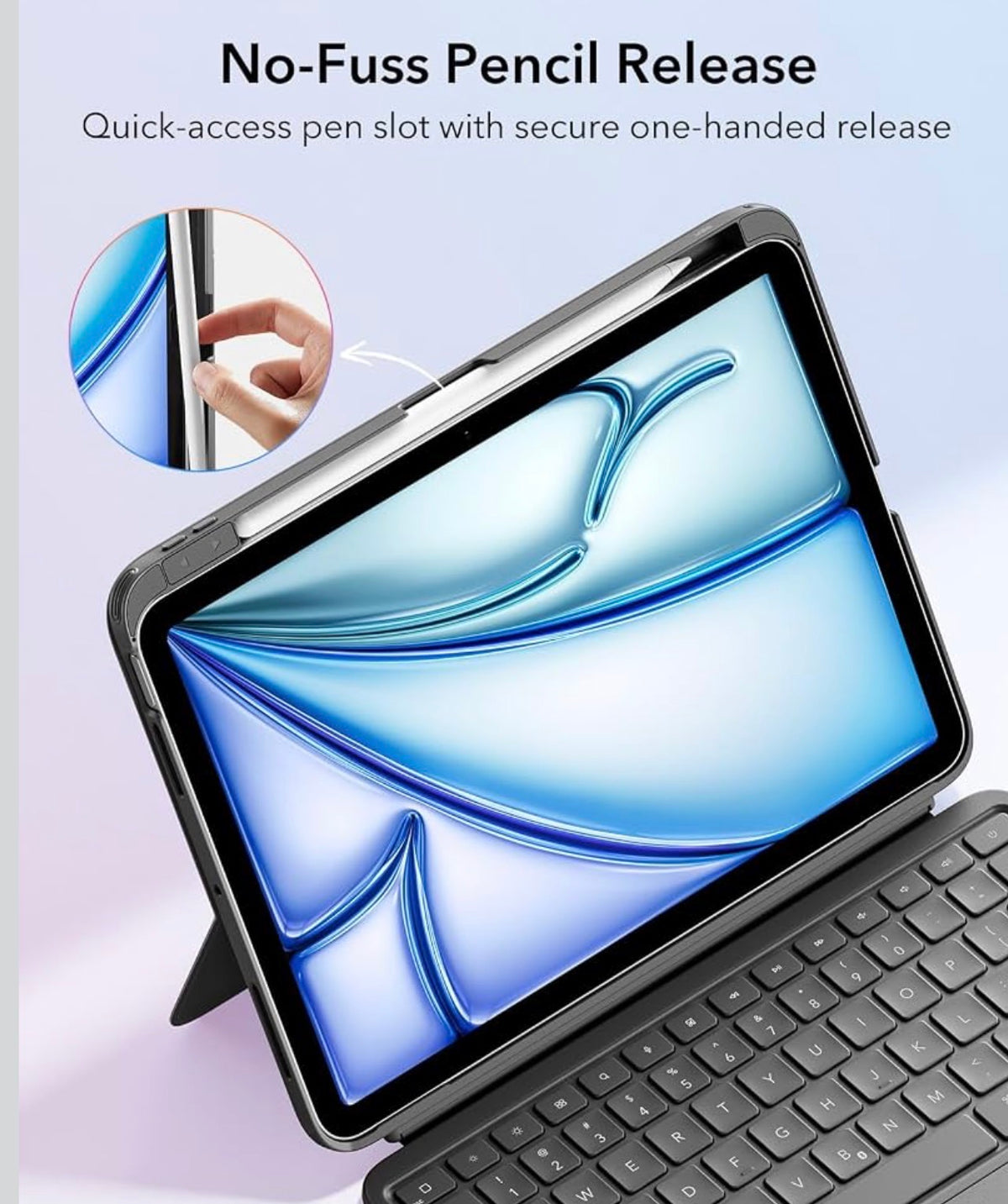 ESR for iPad Air 11 Inch Case with Keyboard M4/M3/M2, Ultra-Light For iPad Air 5th/4th Gen, Magnetic Detachable Keyboard Case, Stable Stand for Writing, Large Trackpad, Flex Series, Dark Gray