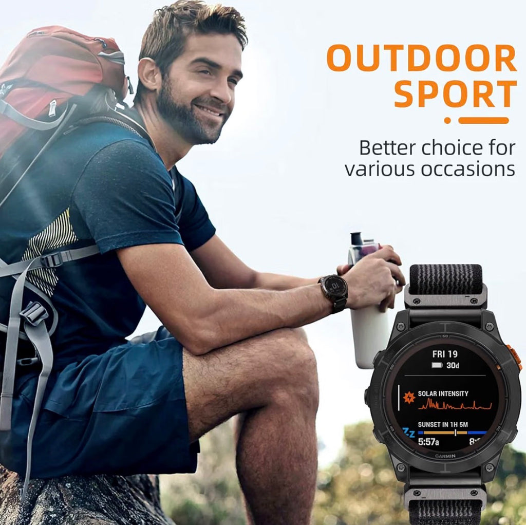 26mm Nylon Strap Compatible with Garmin Fenix 8/Fenix 9 51mm/Fenix 7X Pro/7X/Fenix 6X Pro/6X/Fenix 5X/Plus Band,26mm Width Quickfit Replacement Sport Watch Bands for Fenix 3/3HR Smartwatch