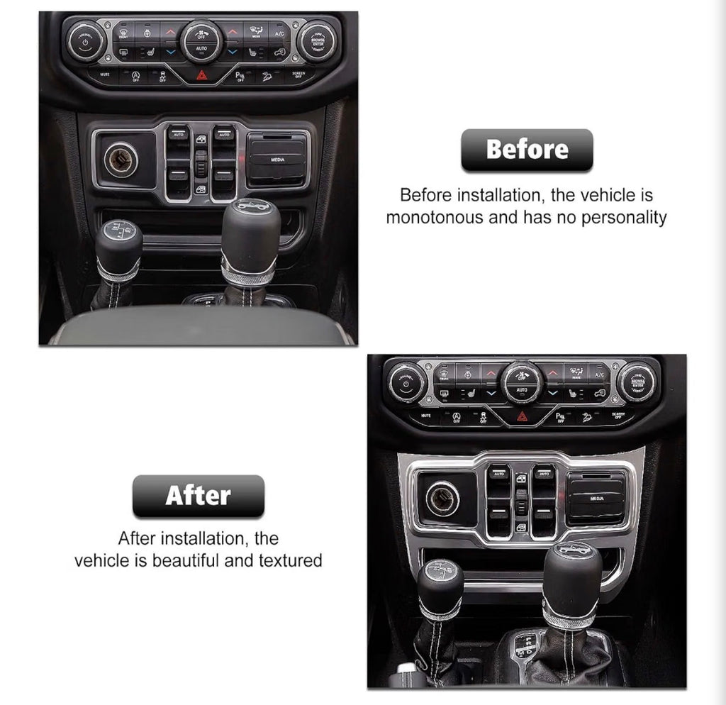 Control Panel Trim Cover Center Console Decoration Interior Accessories for Jeep Wrangler JL JLU & Gladiator JT 2018-2024, Silver