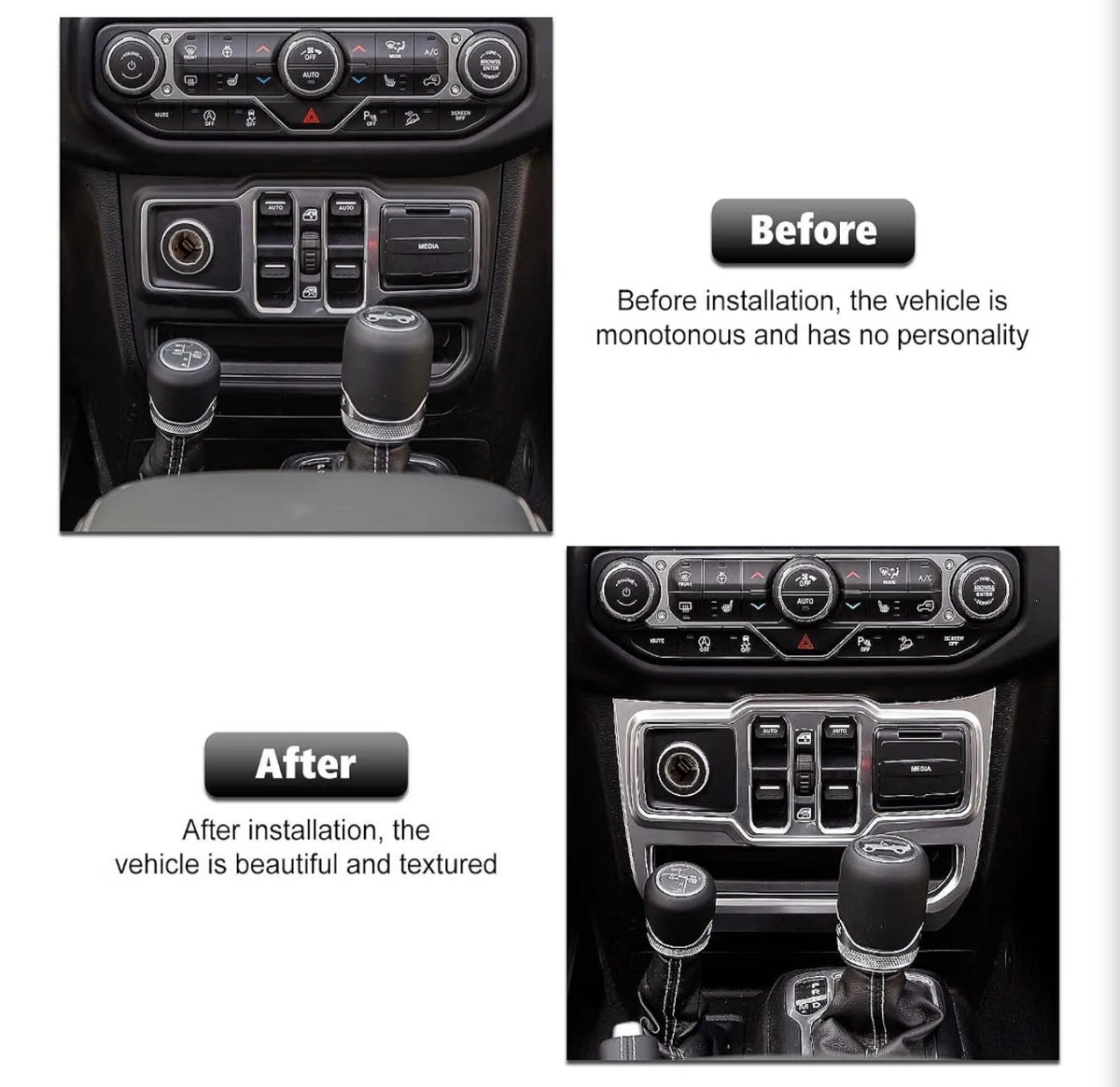 Control Panel Trim Cover Center Console Decoration Interior Accessories for Jeep Wrangler JL JLU & Gladiator JT 2018-2024, Silver