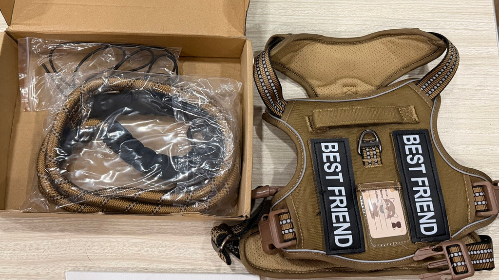 Heavy Duty Tactical Dog Harness for Small Dogs, No Pull Adjustable Pet Harness Reflective Service Training Easy Control Pet Vest Military K9 Working Dog Harnesses- Medium, Brown