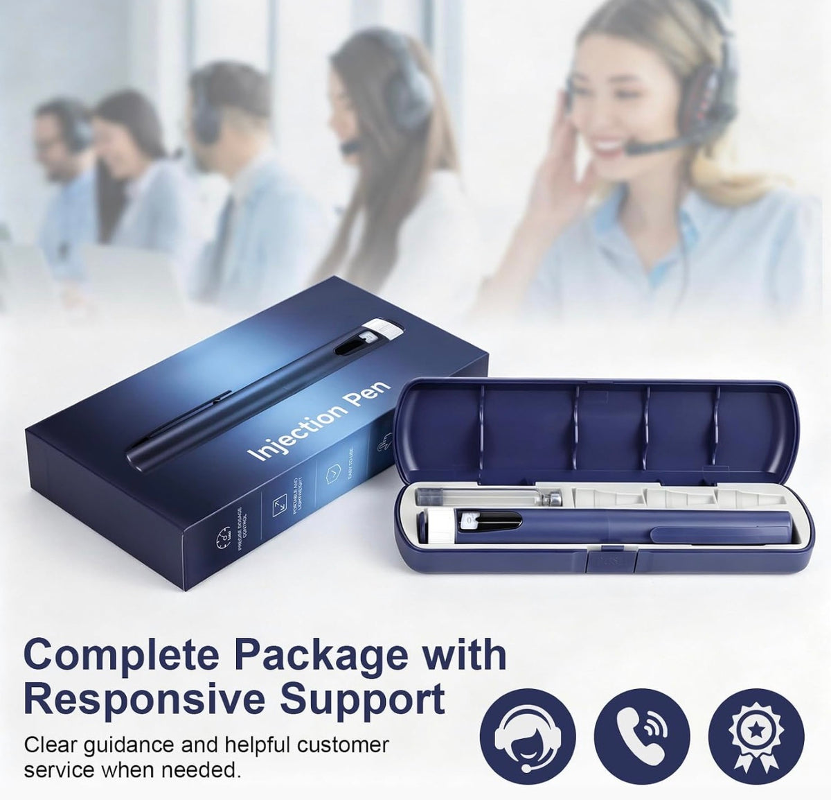 Injection Pen, V2 Pen Injector, Auto Injector Pen, Reusable Injection Pen
Adjustable Pen Compatible with 3ml Pen Cartridge, Portable Kit with Travel Case and 5×3ml Cartridges, Precise 80-Unit Scale