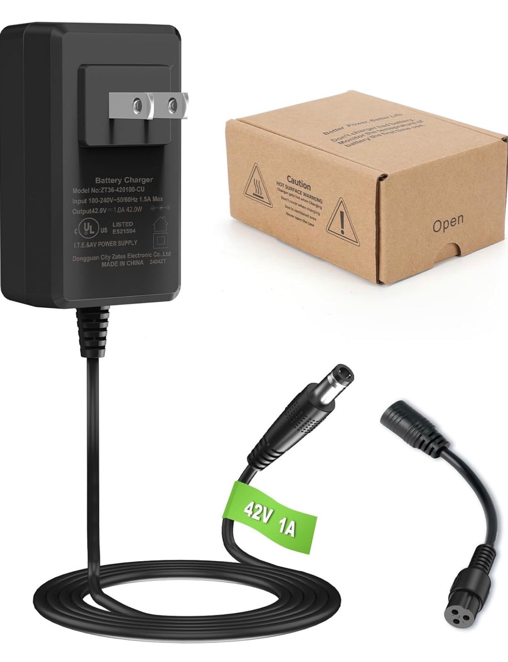 42V Compact Electric Scooter Hoverboard Charger for Hover-1 Gotrax Jetson & More 36V Lithium Battery, UL Certified Safe & Powerful & Small with 2 Common Connectors
