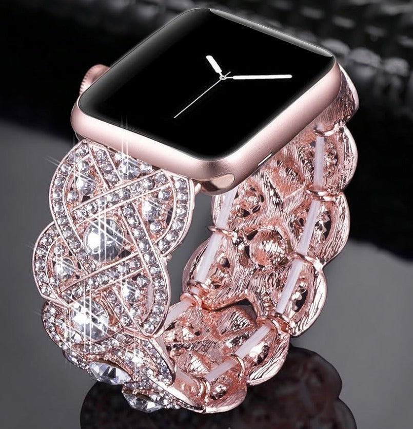 Bling Bands Compatible with Apple Watch Ultra Band 40mm 41mm Iwatch Series SE 9 8 7 6 5 4 3 2 1, Diamond Rhinestone Stainless Steel Metal Bracelet Wristband Strap for Small Wrist (5.9”-6.3”)