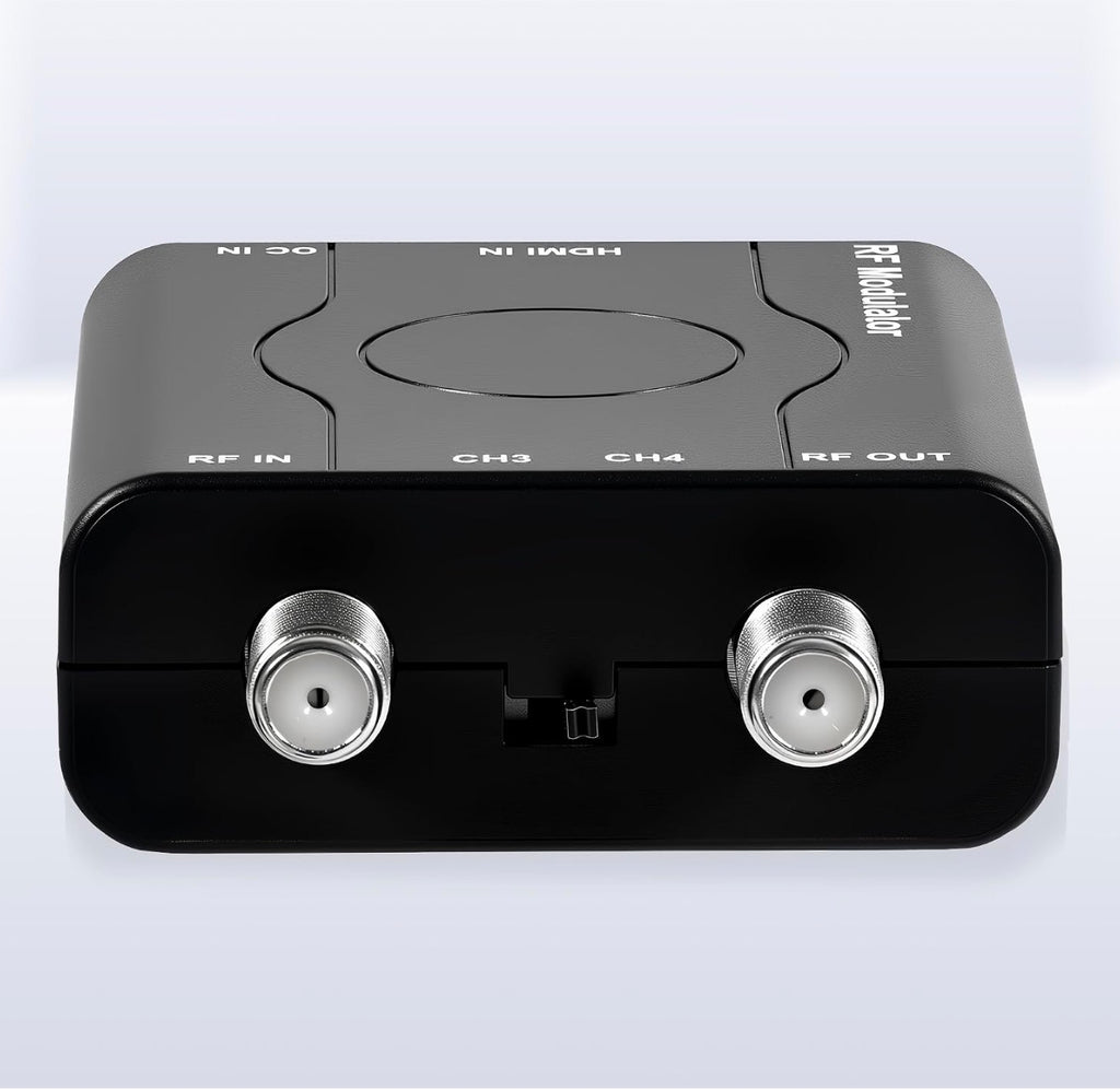 HDMI to RF Modulator, HDM61 VHF HDMI to RF Converter Adapter for TV NTSC Format Output, 1080P PLL Control for Home TV Game Console