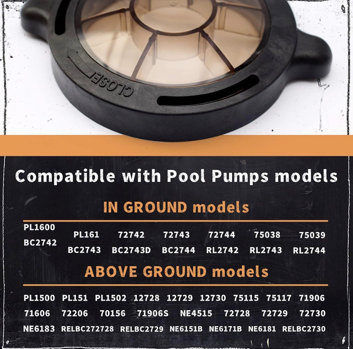 Pool Pump Basket Cover & O-Ring Kit Compatible with Splapool Pureline Deluxe Pumps, for Above-Ground & In-Ground Pools, Pool Pump Lid Replaces PO12728CR 16578 647252772 47252772 AC81361 NEP2134