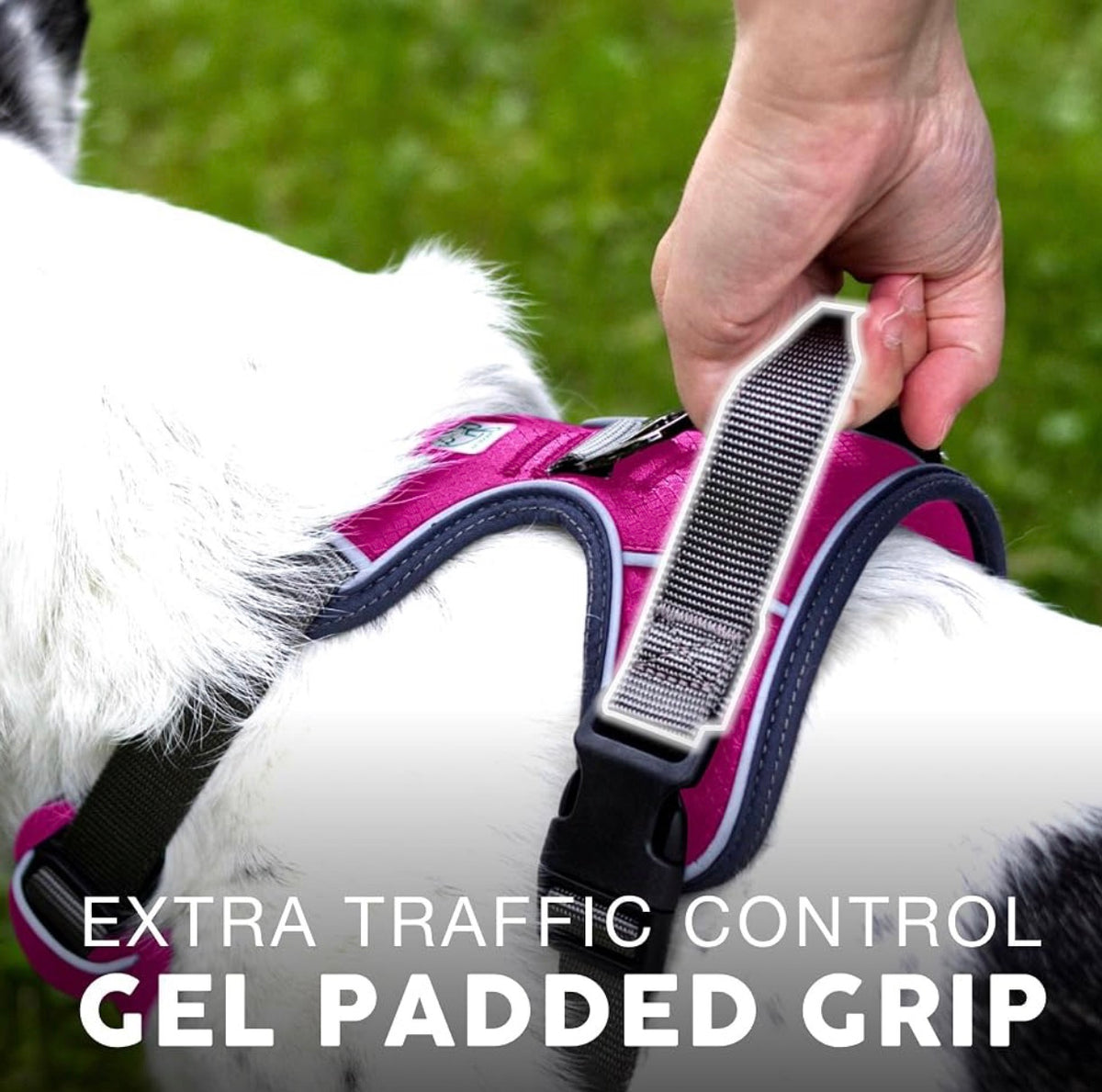 Embark No Pull Dog Harness, Reflective Adjustable Training Vest, No Choke Adjustable straps fit all dog breeds with sturdy hooks; 360° reflective trim, soft padded Harness Design for All Dogs - Hot Pink