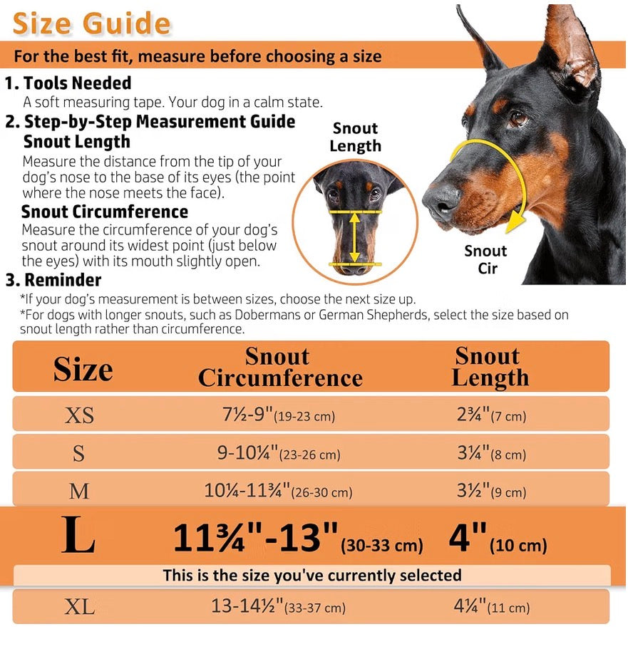 Dog Muzzle, Humane Basket Muzzle for Large Dogs Biting, Scavenging
No Bite Cage Mouth Guard for Large Aggressive Reactive Dogs, Training, Grooming and Walks, Able to Pant and Drink