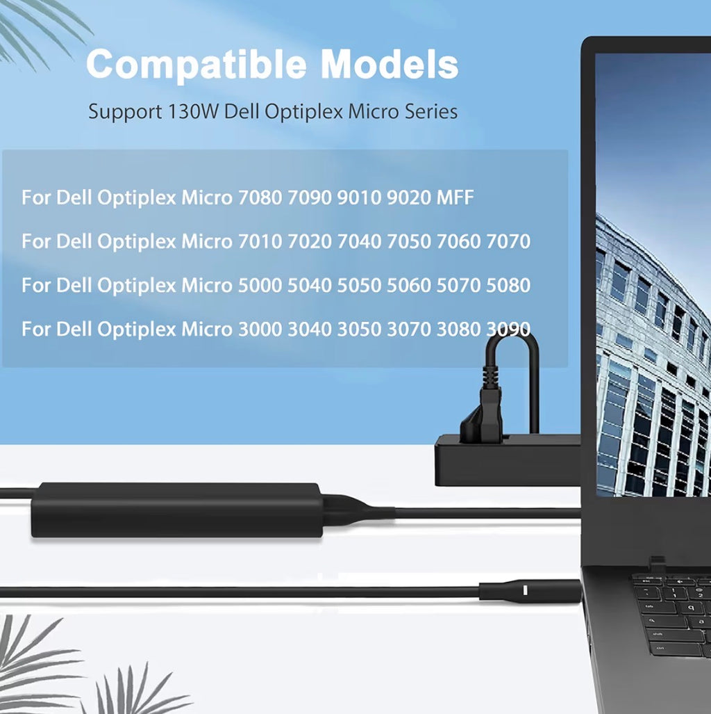 130W Power Supply for Dell OptiPlex 7010 7020 7050 7060 7070 7080 Micro
for 9020 7040 5050 5060 5070 5080 5090 3040 3050 3070 3080 3090 MFF Business Desktop,Inspiron 5420 5415 5410 All-in-One Cord
