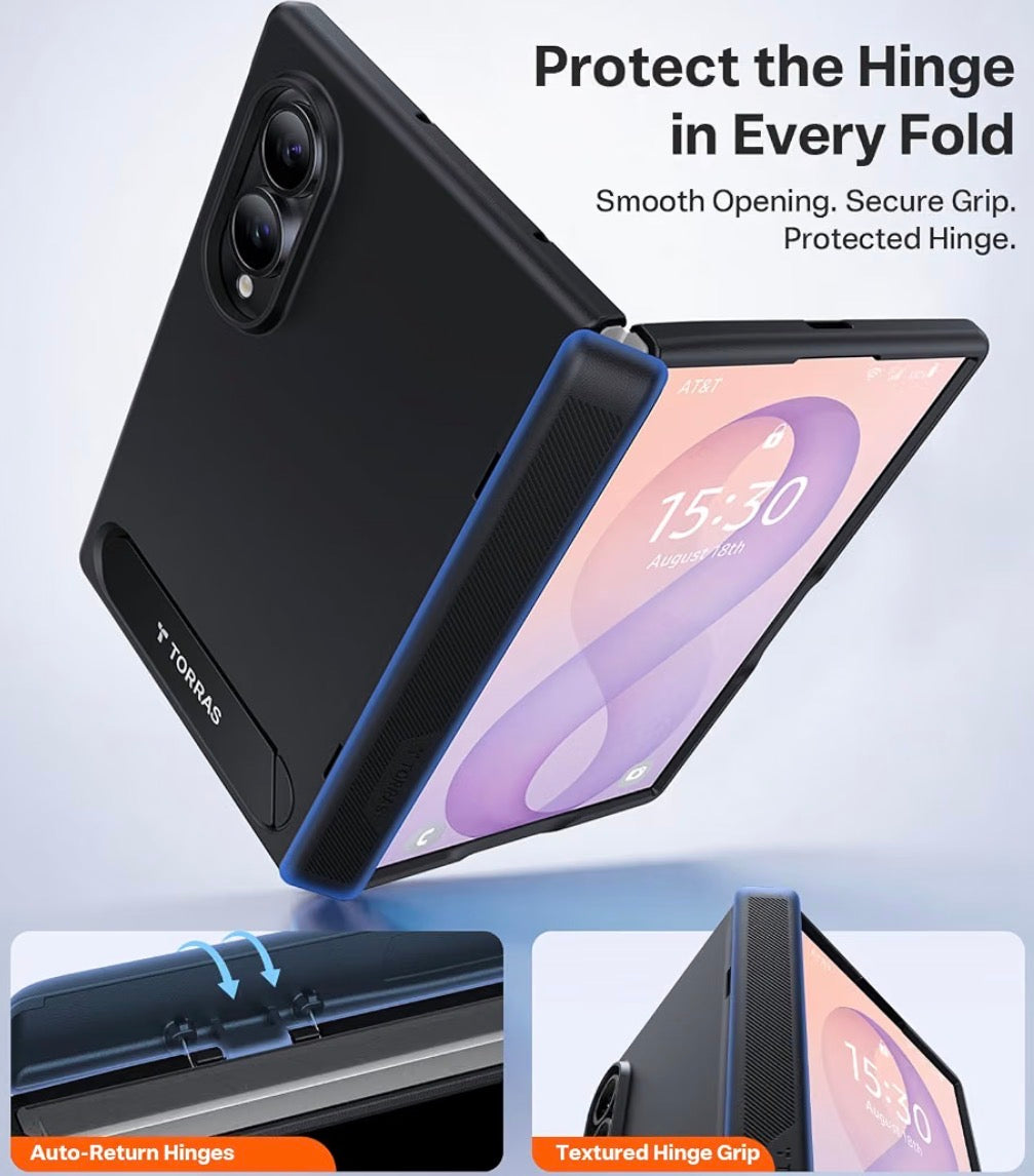 For Samsung Galaxy Z Fold 8 Case, Magnetic & Flush Stand, Black, Built-in Kickstand, Compatible with MagSafe, Mil-Grade Hinge Protection Case for Galaxy Z Fold 8 Wide, 2 Screen Protectors