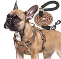 Heavy Duty Tactical Dog Harness for Small Dogs, No Pull Adjustable Pet Harness Reflective Service Training Easy Control Pet Vest Military K9 Working Dog Harnesses- Medium, Brown