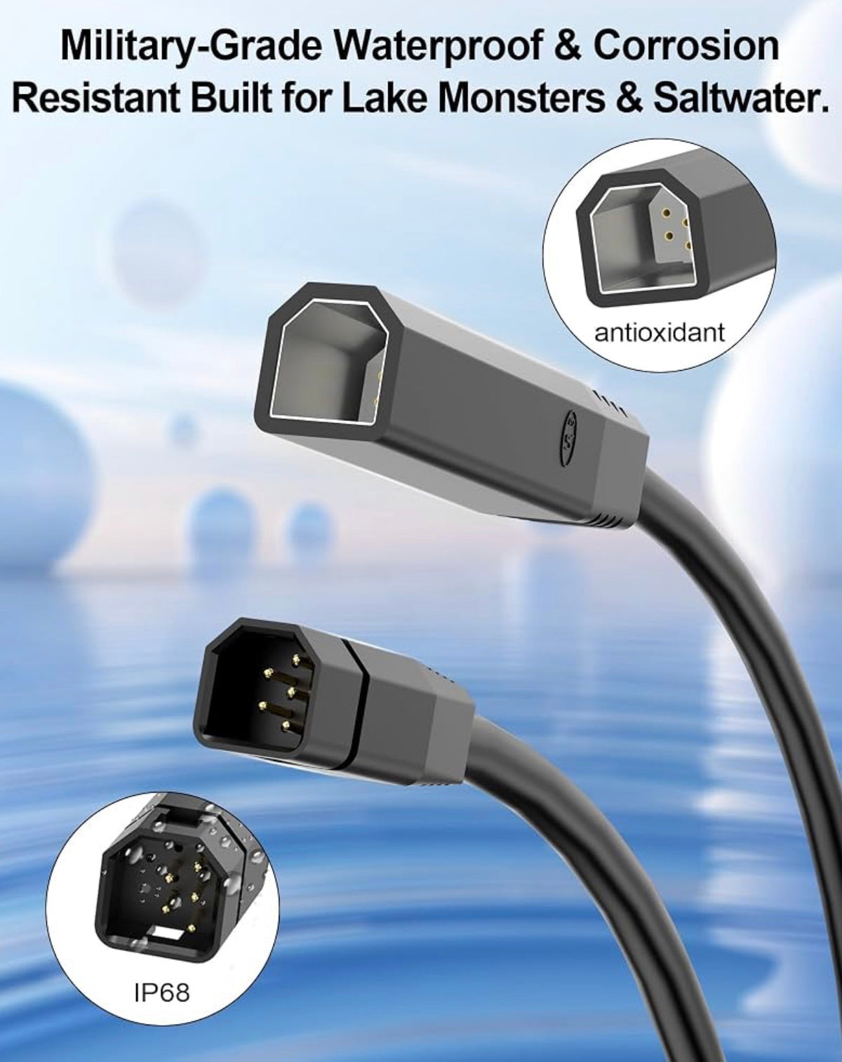 10FT Transducer Extension Cable Compatible with Humminbird Helix Fish Finders