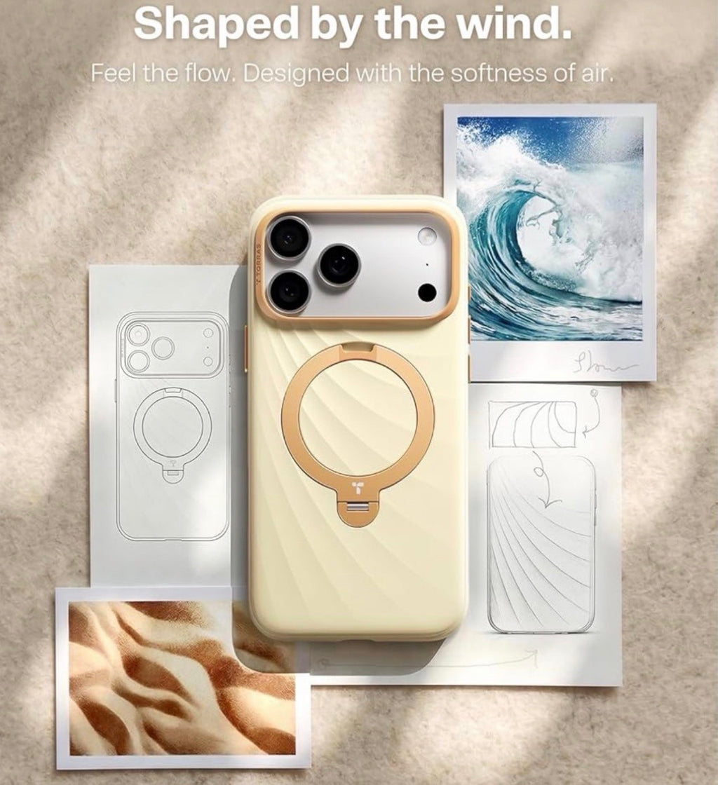 TORRAS for iPhone 17 Pro Case, Q3 Wind Silicone, 360 Stand, Cream Glow, Fit for MagSafe, 12FT Shockproof, 18N Magnet, Camera Control, Baby & Pets Safe Soft Elegant, Phone Case for iPhone 17 Pro 6.3”