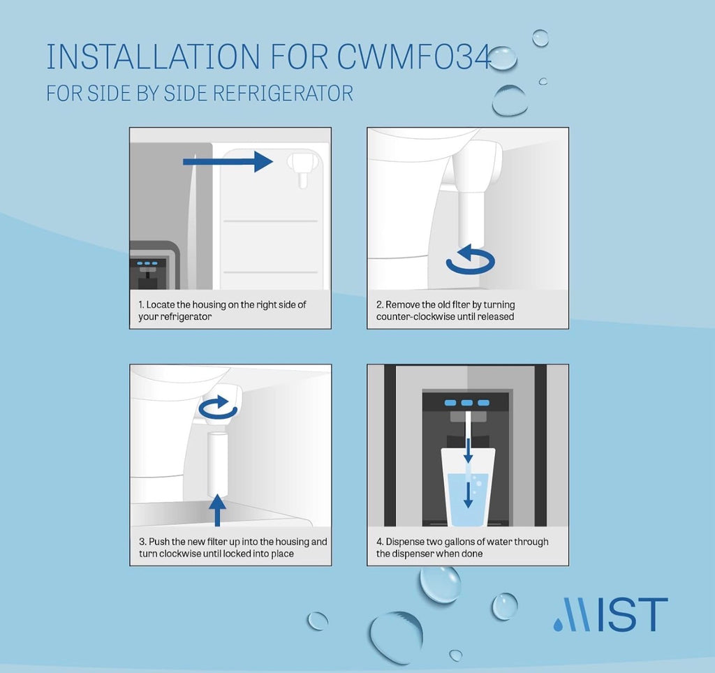 XWF Water Filter, Not XWFE, 2 Pack, Activated carbon, NSF/ANSI 42 certified by IAPMO, reduces chlorine taste, 200 gallons or 6 months, tool-free push-in