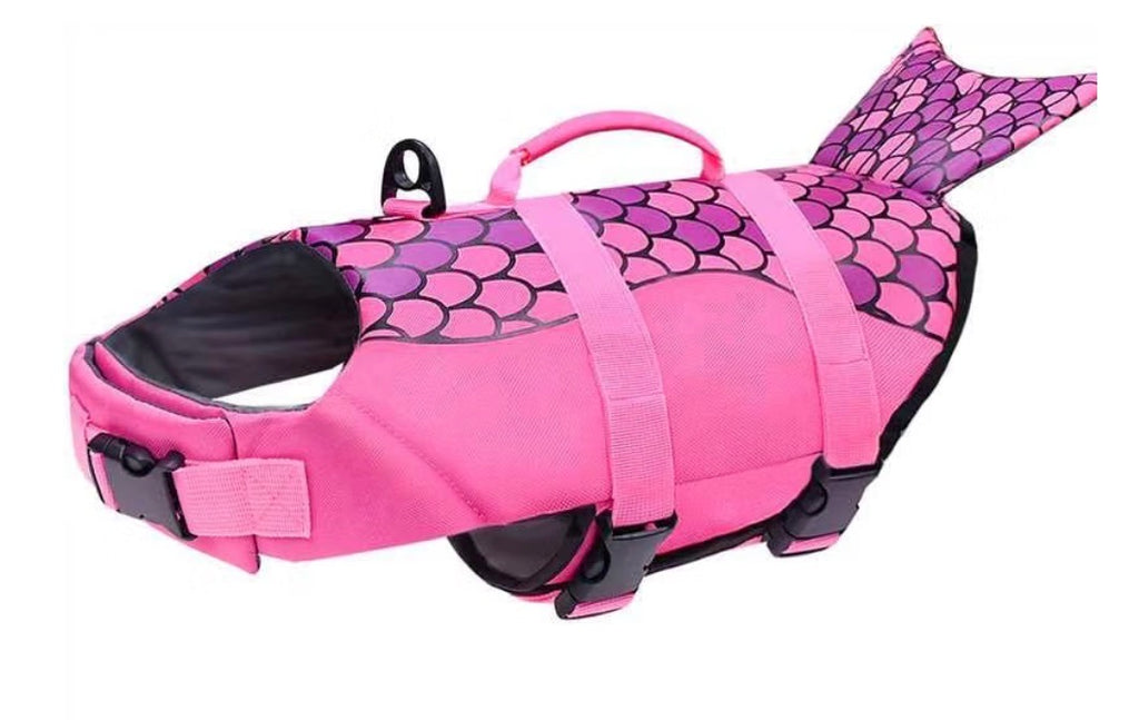 Dog Life Jacket, Ripstop Dog Life Vest with High Buoyancy for Swimming Boating, High Visibility Shark Puupy Lifesaver for Small Medium Large Dogs (Pink #1, Large)