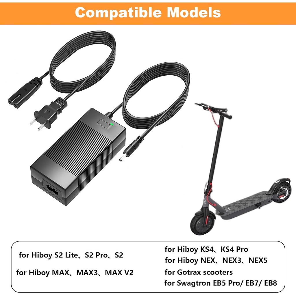 42V Charger for Hiboy S2 36V Lithium-ion Battery Compatible with Hiboy S2 Pro, S2 Lite, S2, KS4, KS4 Pro, NEX, NEX3, NEX5, Max, Max3, Max V2 Power Adapter Cord for Scooter