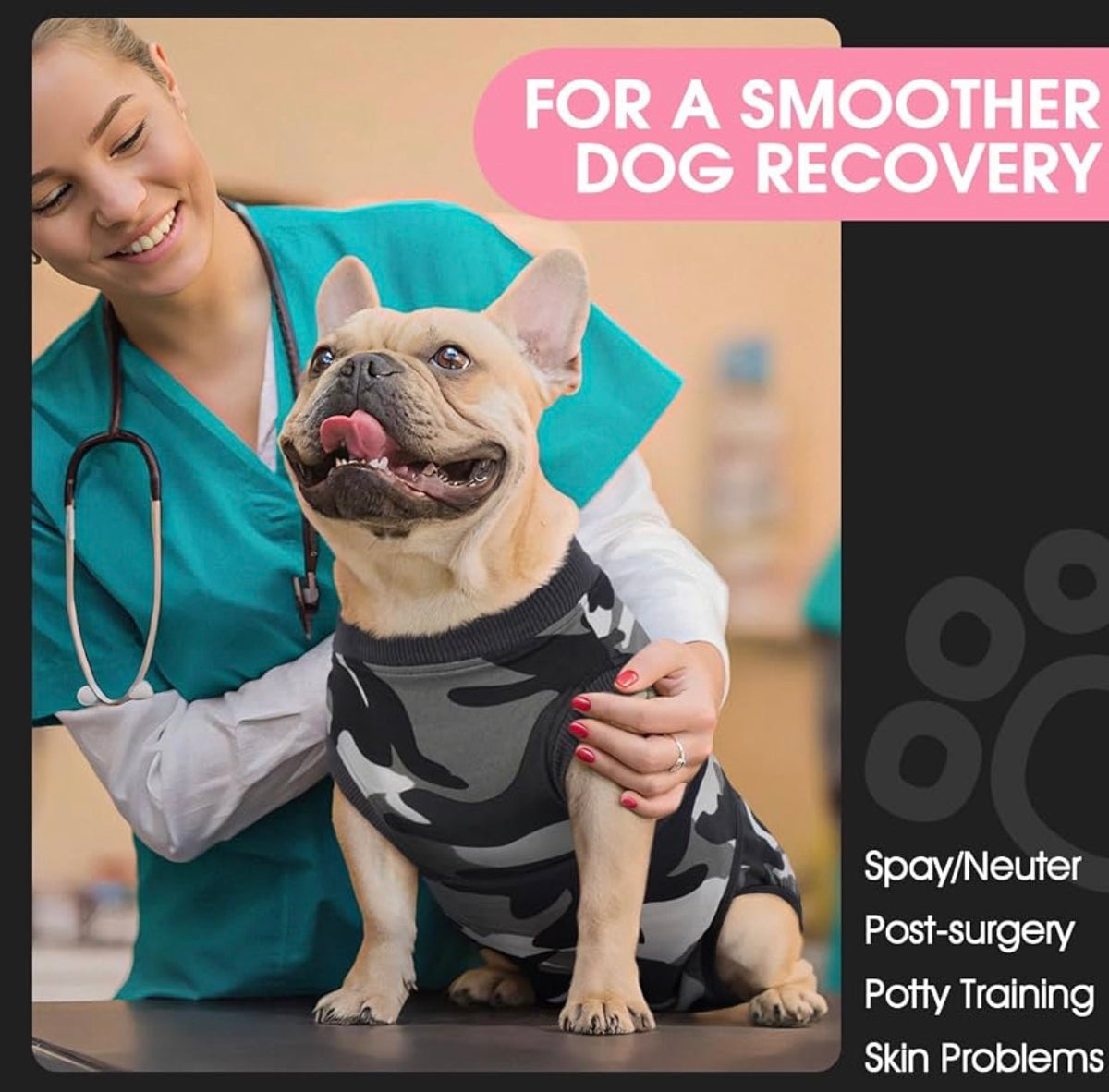 Dog Surgery Recovery Suit, Soft Breathable Neuter Suit for Male Dogs, Post Neuter Surgery Suit, Alternative to Cone of Shame, Wound Care for Dogs, Anti-lick Dog Recovery Suit Camouflage, Medium