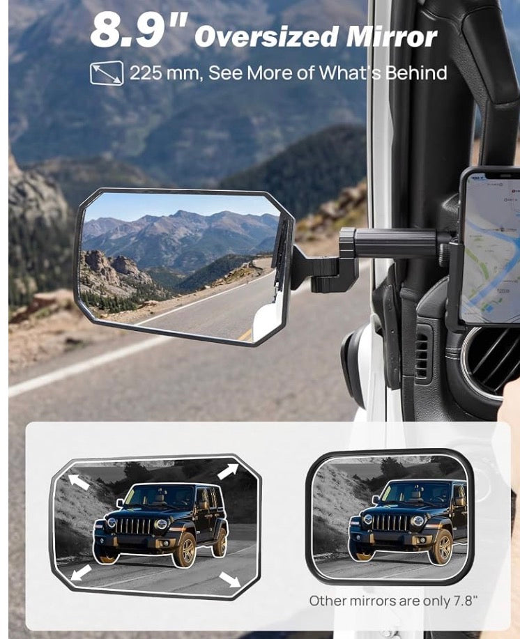 American Flag Mirrors Doors Off Compatible with 2018-2023 Wrangler JL/JLU & Gladiator JT, JL Side Mirrors with Ball Adapter, Wider View No Vibrate & Wobble (Does NOT FIT 2024-2026 Wrangler & Gladiator JT)
