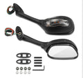 Motorcycle Mirrors Smoke Turn Signals for Suzuki GSXR600 GSXR750 GSXR 600 750 06-18 / GSXR1000 GSXR 1000 02-17 / SV650 SV650S 03-08 / SV1000 SV1000S 03-07 Rear View Side Integrated Light Black