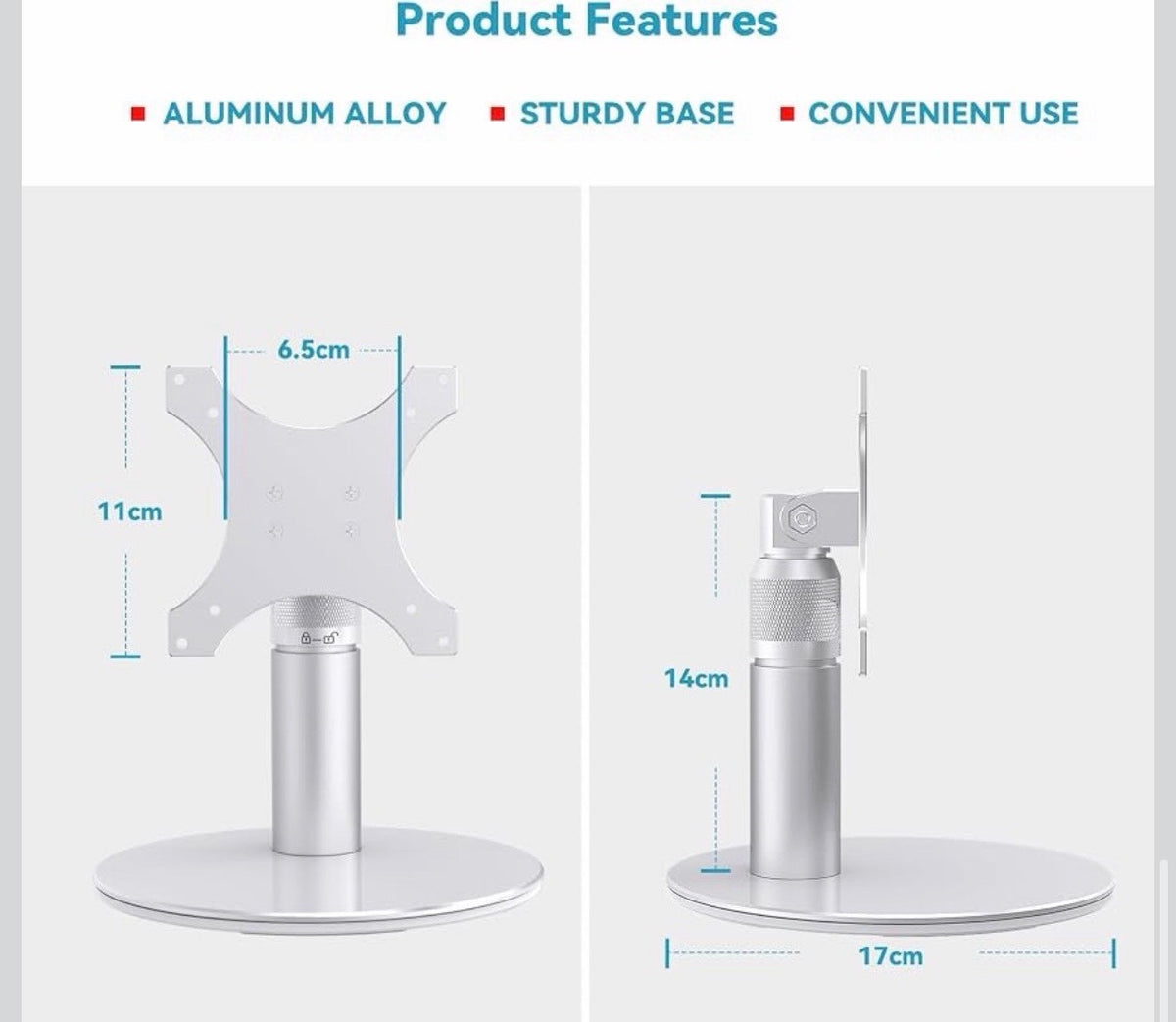 Metal Stand for Echo Show 21 & Show 15, 21cm Lift, Swivel & Tilt
Aluminum Alloy, 360° Swivel, 90° Tilt, Kitchen Used, Rotatable Stand, Space-Saving, Echo 21 Stand, Desktop Base for Echo 15 - Silver