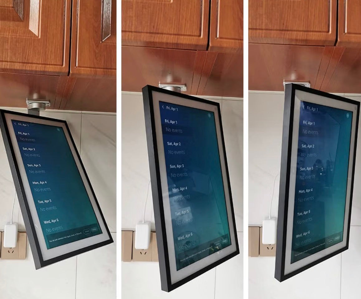 Under-Cabinet Mount， for Echo Show 15, Keeps Echo Off The Counter and Turns Side to Side, Ceiling or Under-Cabinet Mount Silver 026-02