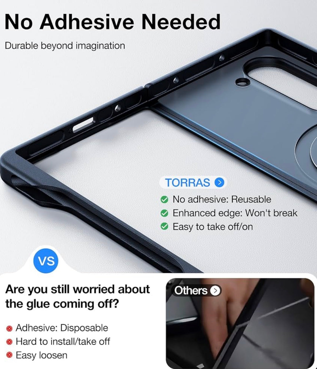 TORRAS Magnetic Shockproof Compatible with Samsung Galaxy Z Fold 6 Case with S Pen Holder, [Compatible with Magsafe] [Military Grade Drop Tested]Translucent Slim Phone Case for Samsung Z Fold 6, Black