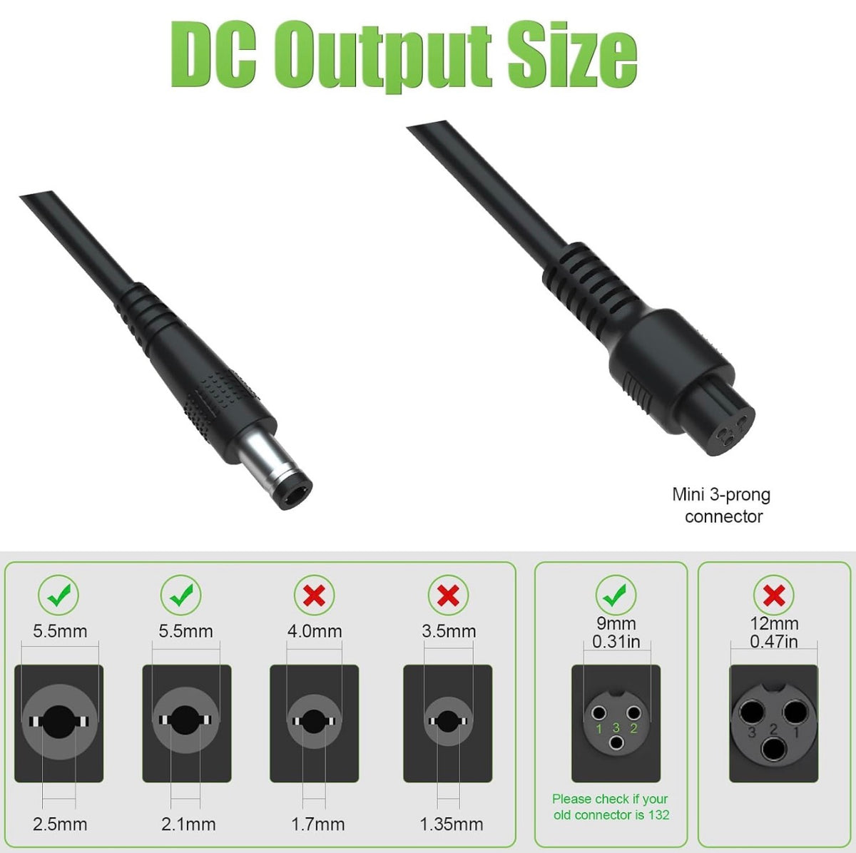 42V Compact Electric Scooter Hoverboard Charger for Hover-1 Gotrax Jetson & More 36V Lithium Battery, UL Certified Safe & Powerful & Small with 2 Common Connectors