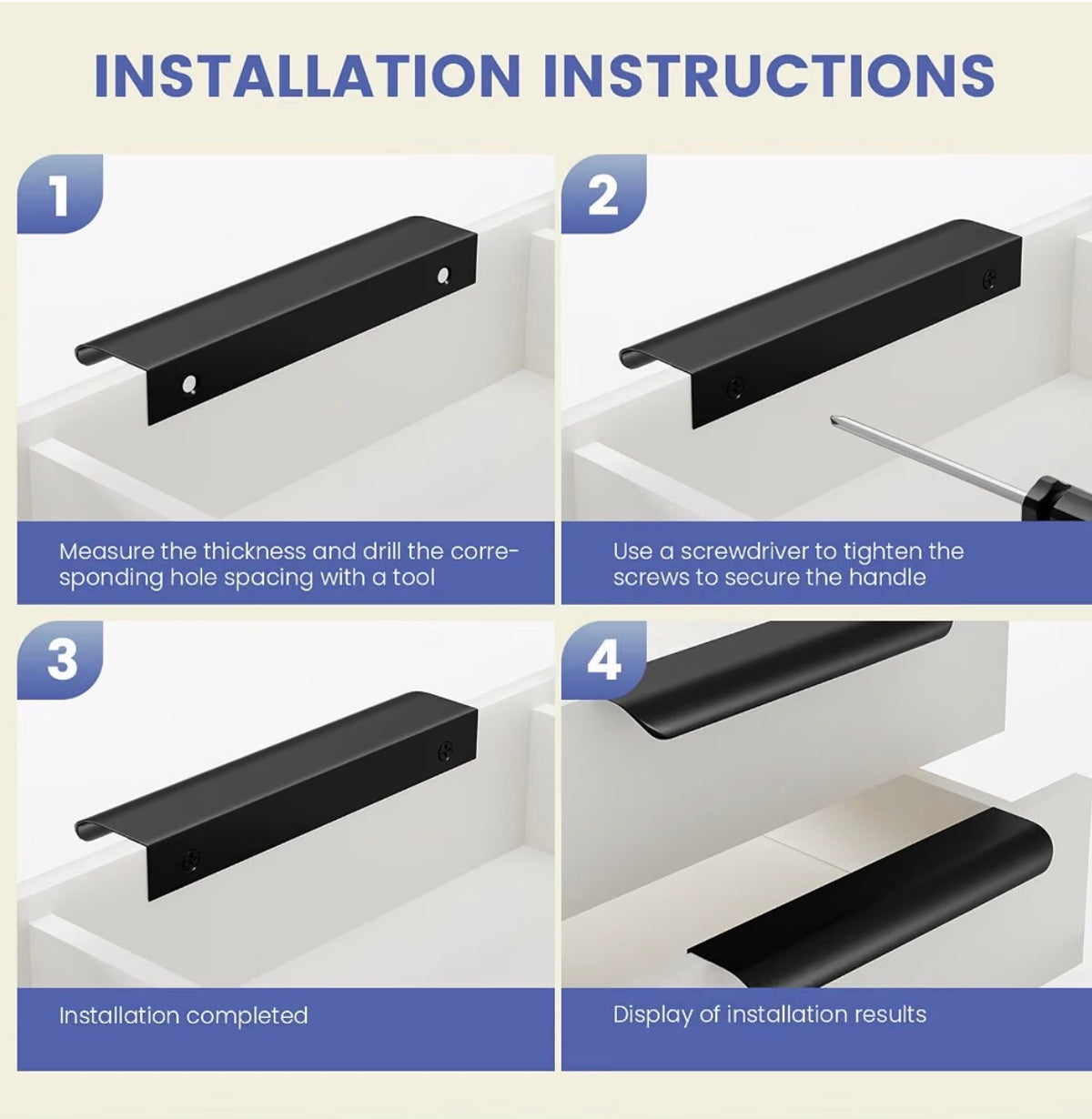 Black Cabinet Handles 5 Inch 30 Pack, Finger Pulls for Cabinets, Edge Pull for Dresser Drawers, Aluminum Alloy, Modern Kitchen Hardware for Dresser Bathroom Closet and Cupboard