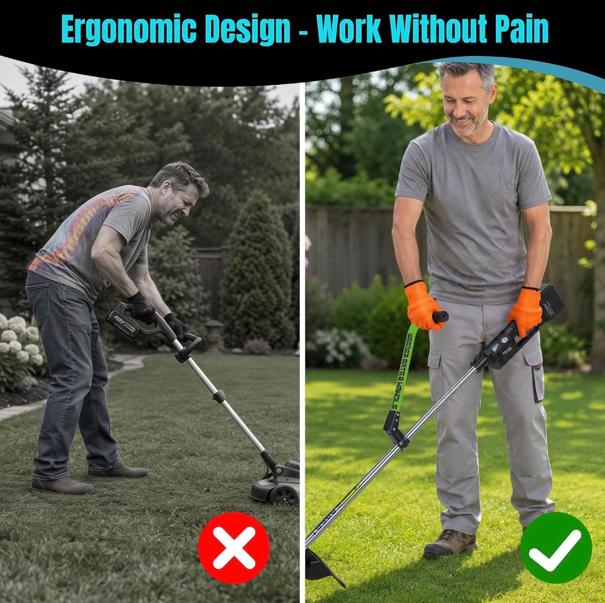 Weed Eater Handle, String Trimmers Handle with Gloves, Trimmer Grip Extension for Enhanced Back Protection, Lawn Trimmer Handle Grip for Yard Trimming