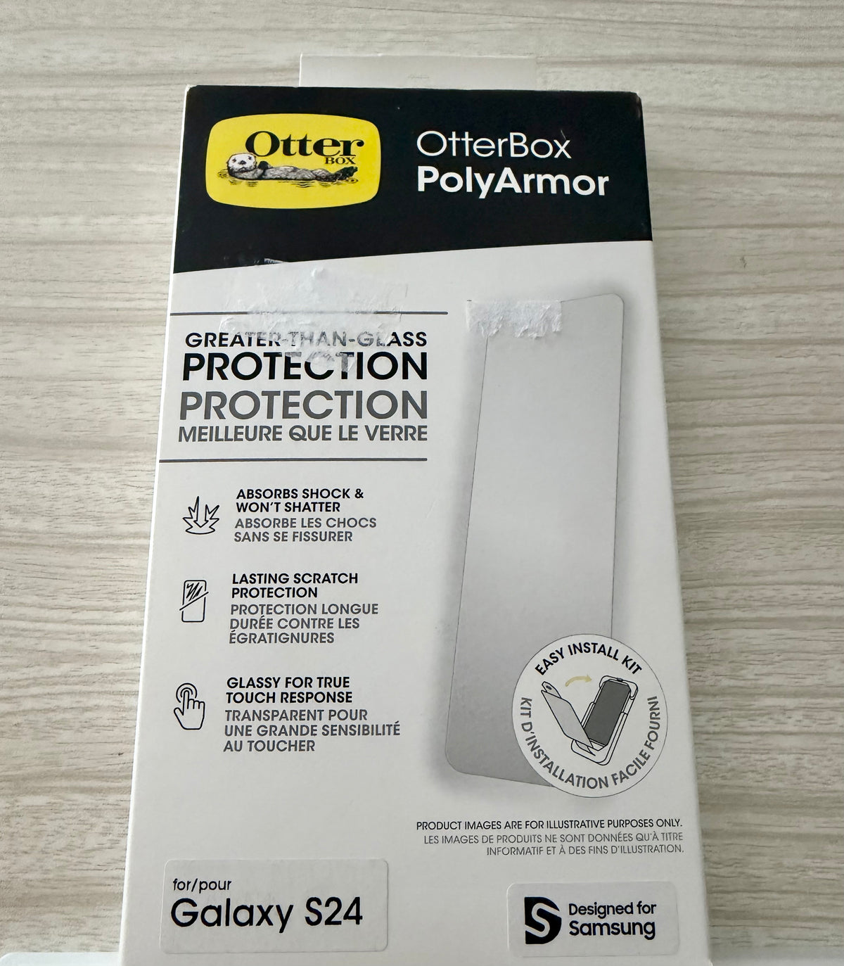 OtterBox Samsung Galaxy S24 Polyarmor Screen Protector Greater Than Glass Clear, True Touch Response, Shock-Absorbing