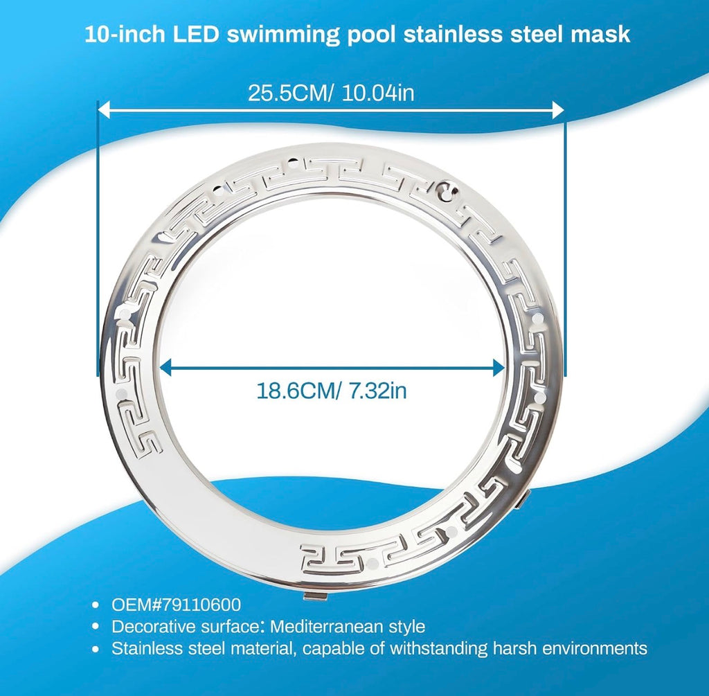 10'' Pool Light Maintenance Kit Fixing Clamp 79111000, Sealing Ring 79101600Z, Stainless Steel Face Ring 79110600, Suitable for Maintenance