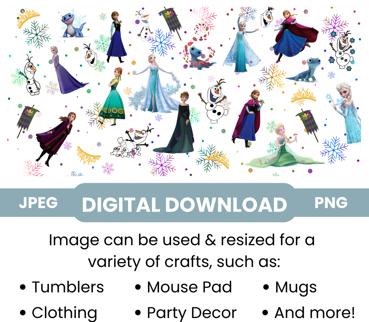 Frozen "Snowflakes Collage" Digital Download - PNG & JPEG Format