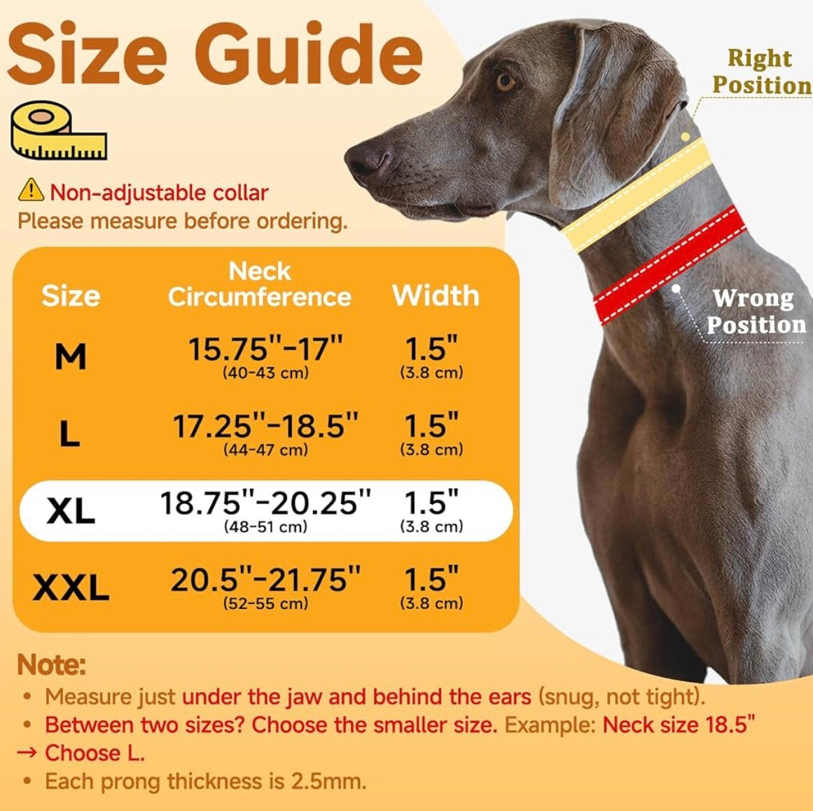 Prong Collar for Dogs, Pinch Collar with Metal Buckle | Black, XL, No Pull Collar for Large Breed Dogs German Shepherd, Boxer, Rottweiler, For Walking & Training, Reflective, 360° Swivel Ring