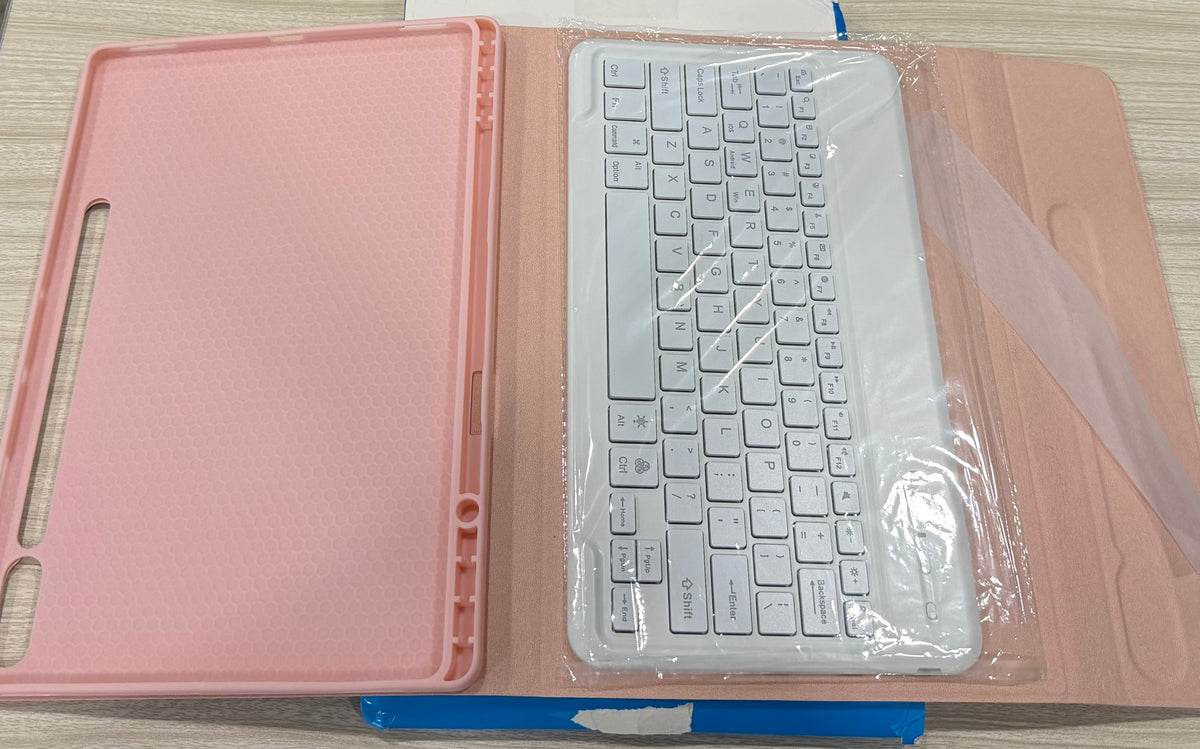 Keyboard Case for Samsung Tab S10 Plus/ S9 FE+/ S9+/ S8 Plus /S7 Plus/S7 FE 12.4" Smart Backlit Case Keyboard with Pen Holder (Light Pink)