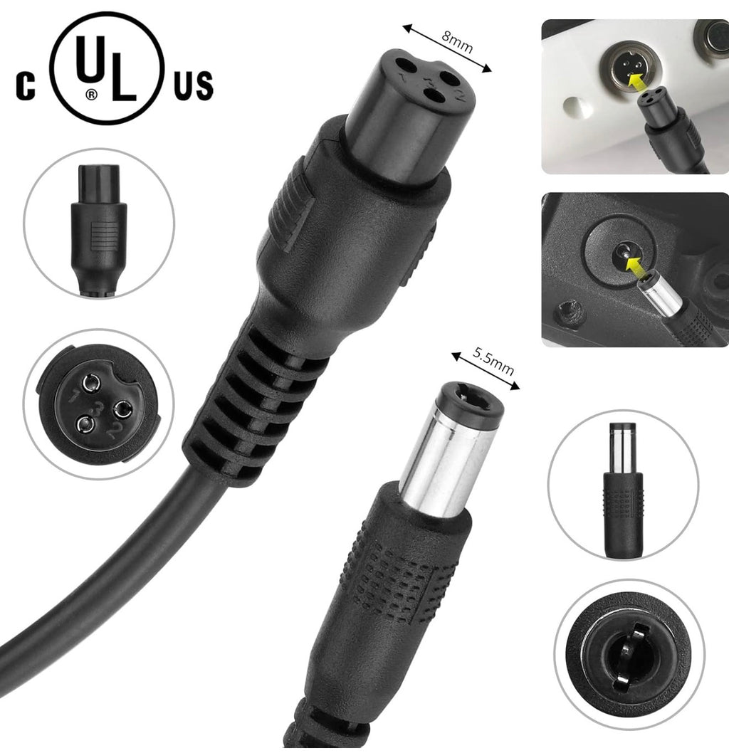 42V Compact Electric Scooter Hoverboard Charger for Hover-1 Gotrax Jetson & More 36V Lithium Battery, UL Certified Safe & Powerful & Small with 2 Common Connectors