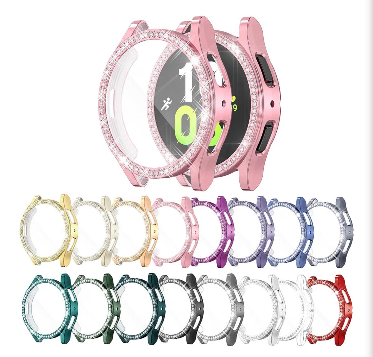 I Watch Screen Protector Compatible with Samsung Galaxy Watch 5/4 40mm, Bling Glitter Case TPU Soft Cover Full Protection with Sparkly Rhinestone for Galaxy Watch5/4/FE 40MM (16 Colors)