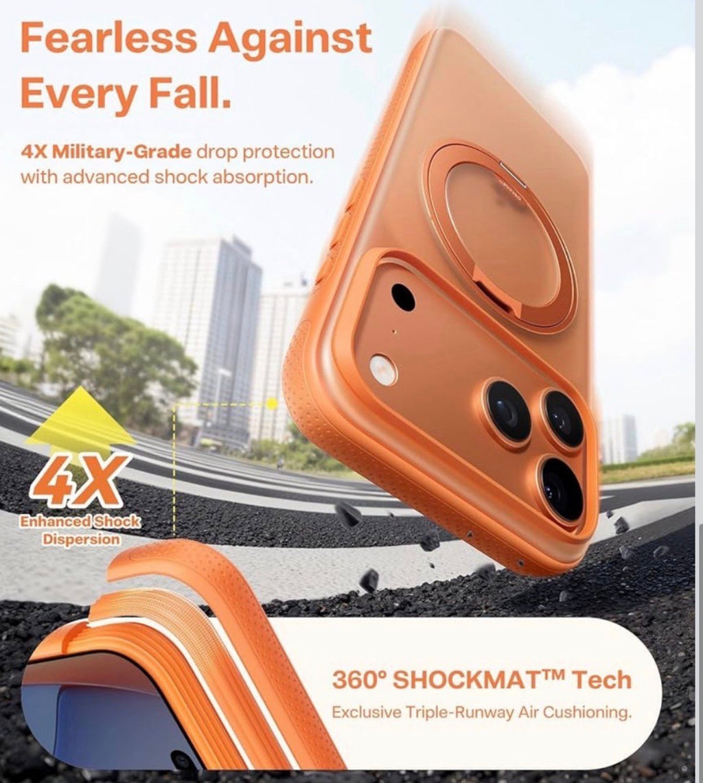 TORRAS for iPhone 17 Pro Case 360 Magnetic Stand, Translucent Cosmic Orange
[Fit for MagSafe] [360° Rotating Kickstand] 4X Mil-Grade Shockproof, Camera Button, Slim, O3 Fitness Series, 6.3"