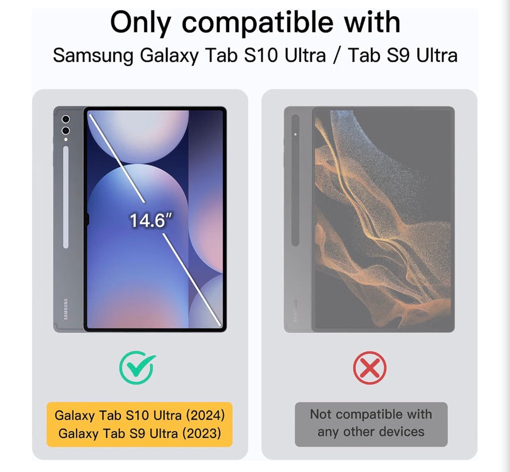 Folio Case for Samsung Galaxy Tab S10 Ultra/S9 Ultra 14.6", Navy
Multi-Angle Stand Cover, S Pen Holder, Slim Protective Cover, Auto Wake/Sleep