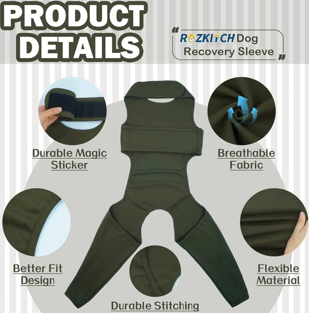 Dog Rear Leg Sleeve to Prevent Licking Skin Wound Help Recovery Suit, Hind Leg Incisions, Long Time Comfort, Fast & Easy Dressing, Secure Comfortable Fit, Cone Alternative, Daily Wear Pants