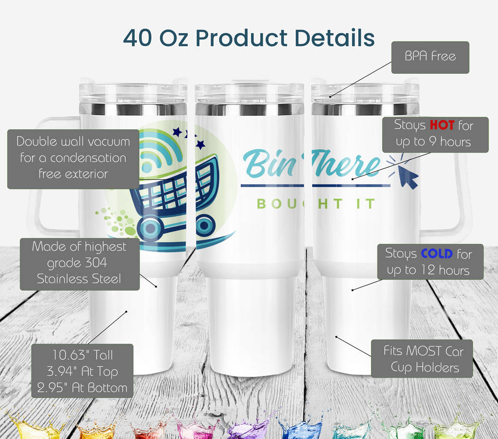 Stainless Steel Tumbler - "Neon Ombre" - 18 Size & Lid Options from 14 to 40 oz