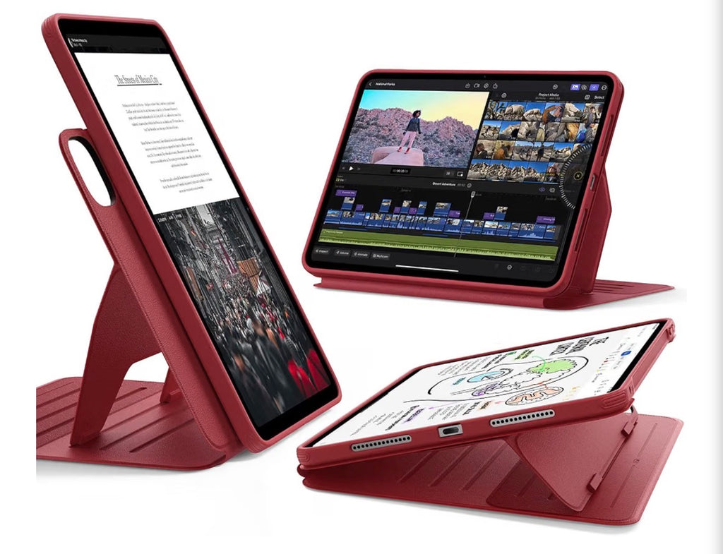 For iPad Pro 11 Inch Case (M5/M4) 2025/2024, Red
Removable Magnetic Cover with Pencil Charging & Storage, Adjustable Portrait/Landscape Stand, 9 Standing Angles, Shift Series