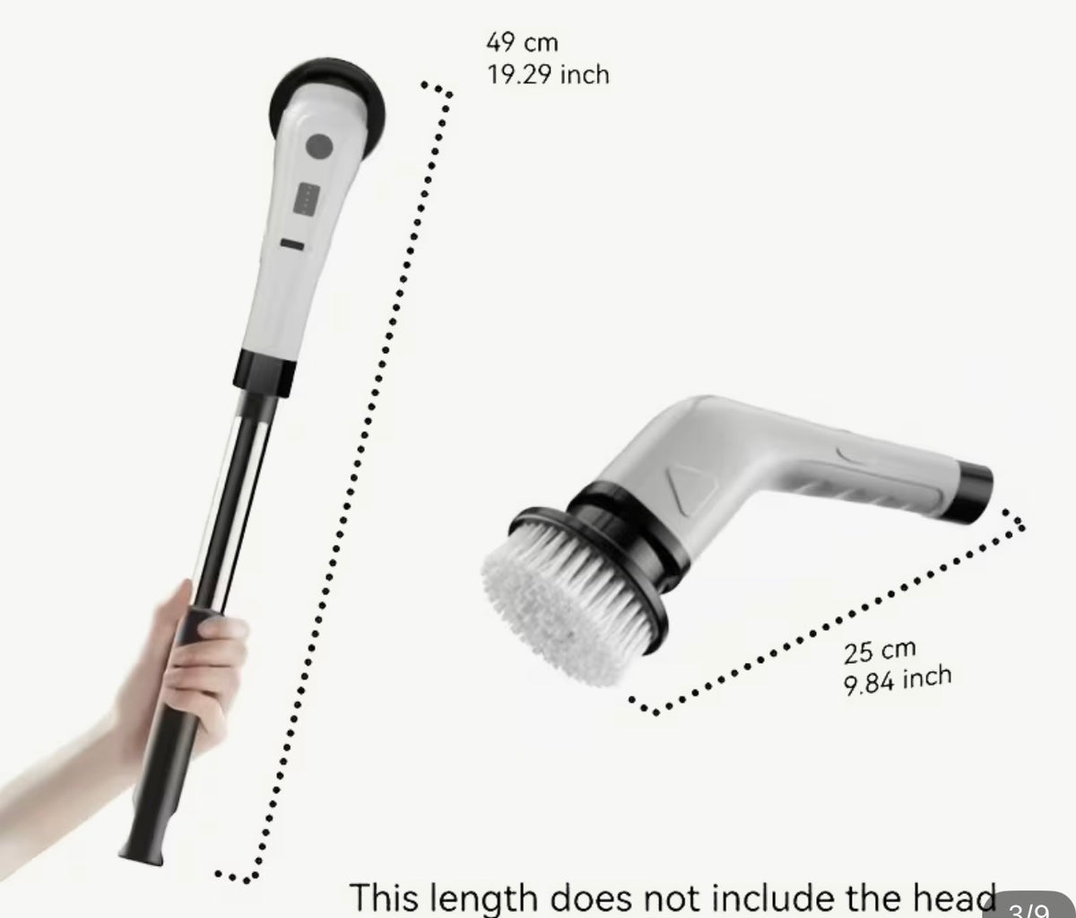 Multifunctional Rechargeable Cleaning Brush w/Long Handle and 7-in-1 Cleaning Tool, Floor, Kitchen, Bathroom etc.