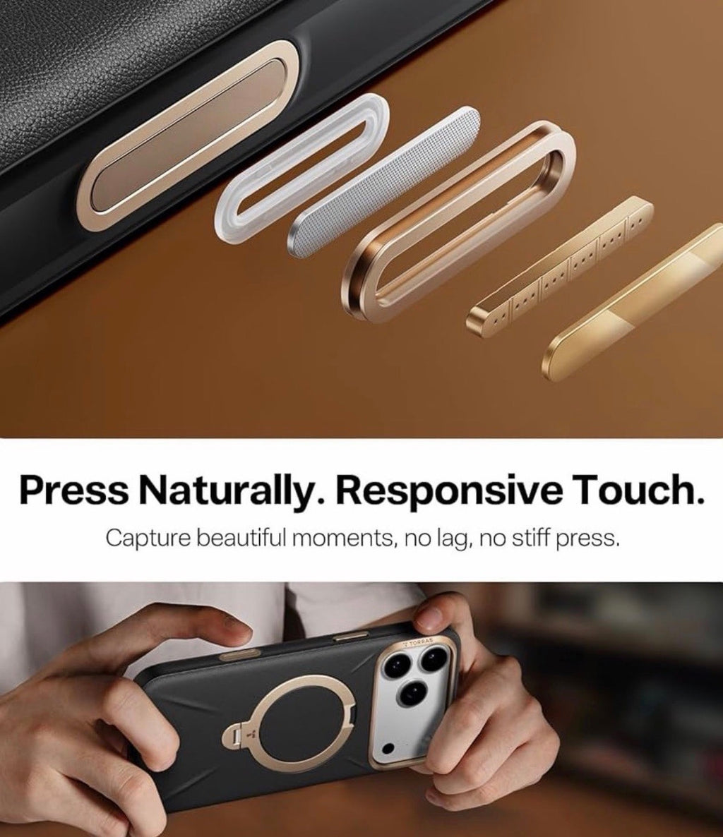 TORRAS - Q3 VegSkin for iPhone 17 Pro Case Leather, 360 Magnetic Stand, Black
Fit for Magsafe, Stain-Resistant Organic Silicone Leather, Camera Control, Shockproof Anti-Slip Phone Case for iPhone 17 Pro