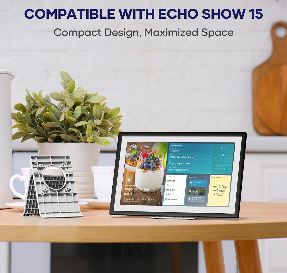 Desktop Stand Compatible for Echo Show 15, BX156 Monitor,etc - Secure Horizontal Mount with Anti-Tip Design | Portable for Kitchen Counter, Desk, Home Office & Living Room