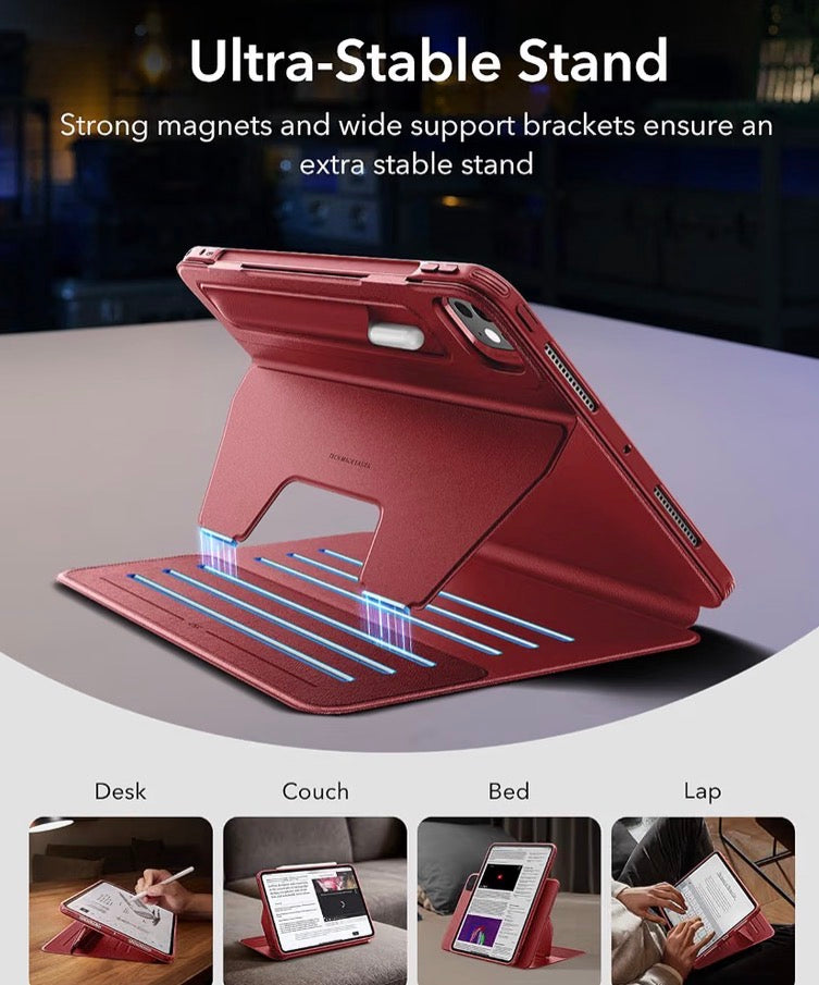 For iPad Pro 11 Inch Case (M5/M4) 2025/2024, Red
Removable Magnetic Cover with Pencil Charging & Storage, Adjustable Portrait/Landscape Stand, 9 Standing Angles, Shift Series