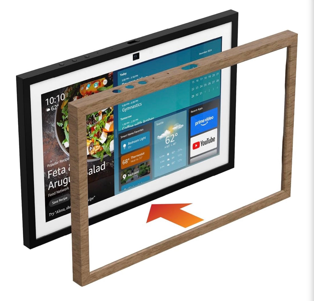 Decorative Frame Made for Amazon Frame for Echo Show 15 (Gen 2, 2024 Release - Dark Brown Woodgrain Look